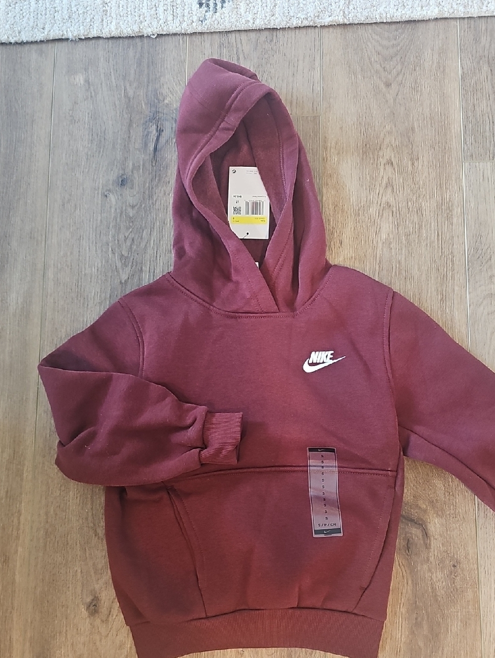 Nike Youth Maroon Hoodie with White Swoosh